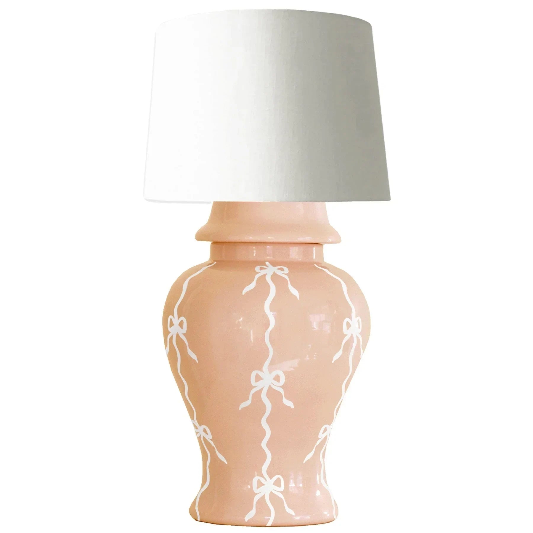 Bow Stripe Ginger Jar Lamp in Coral - The Mayfair Hall