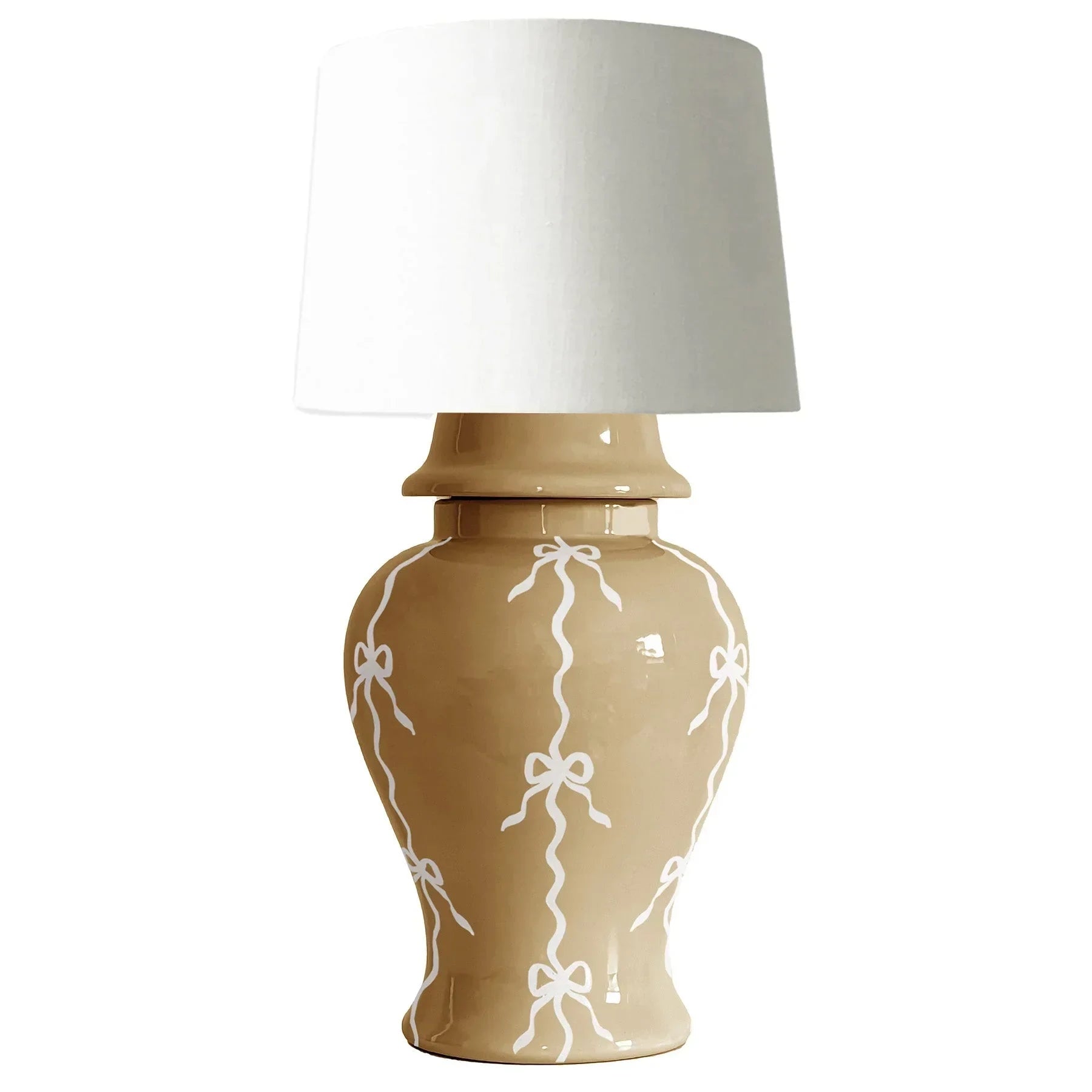 Bow Stripe Ginger Jar Lamp in Sand - The Mayfair Hall