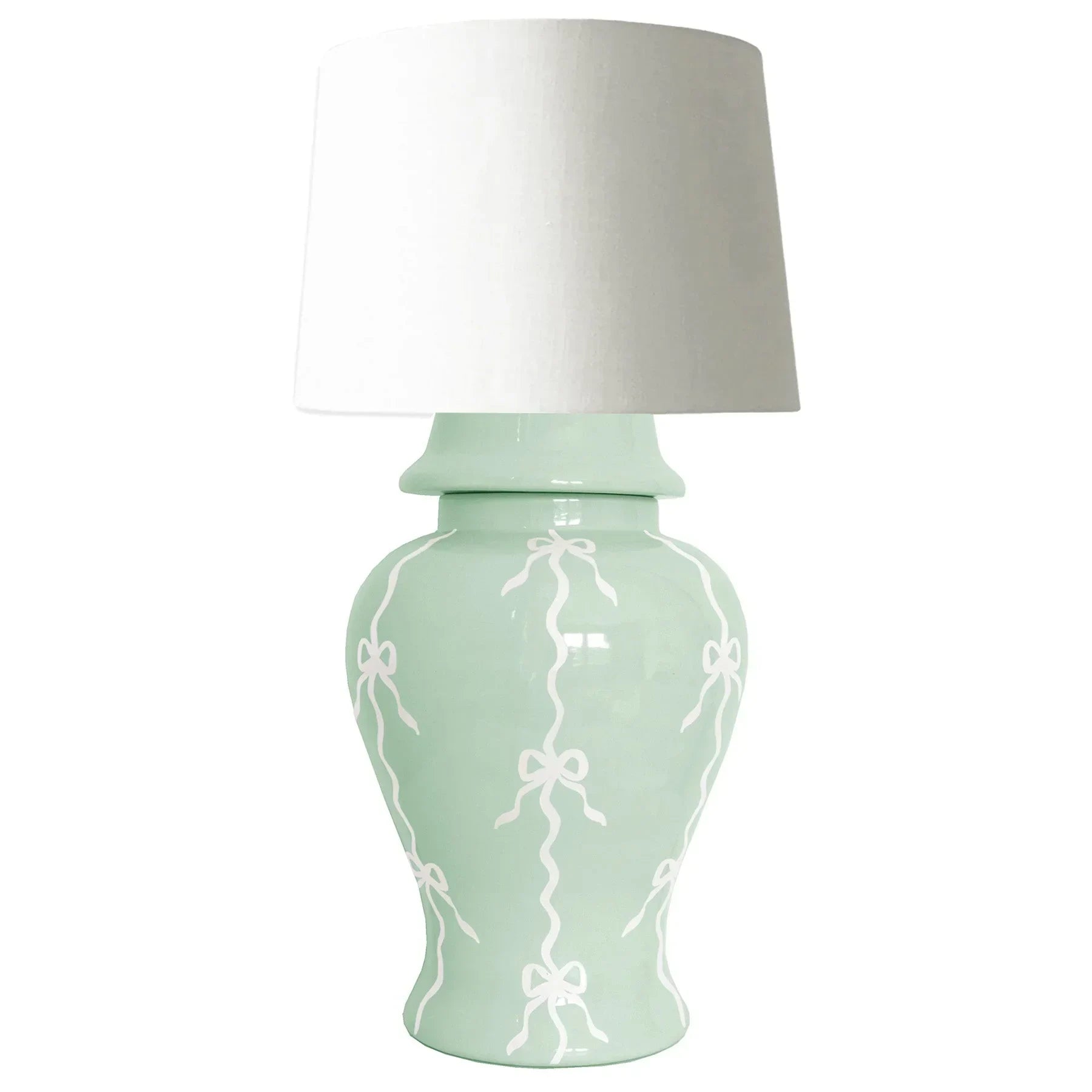 Bow Stripe Ginger Jar Lamp in Sea Glass - The Mayfair Hall
