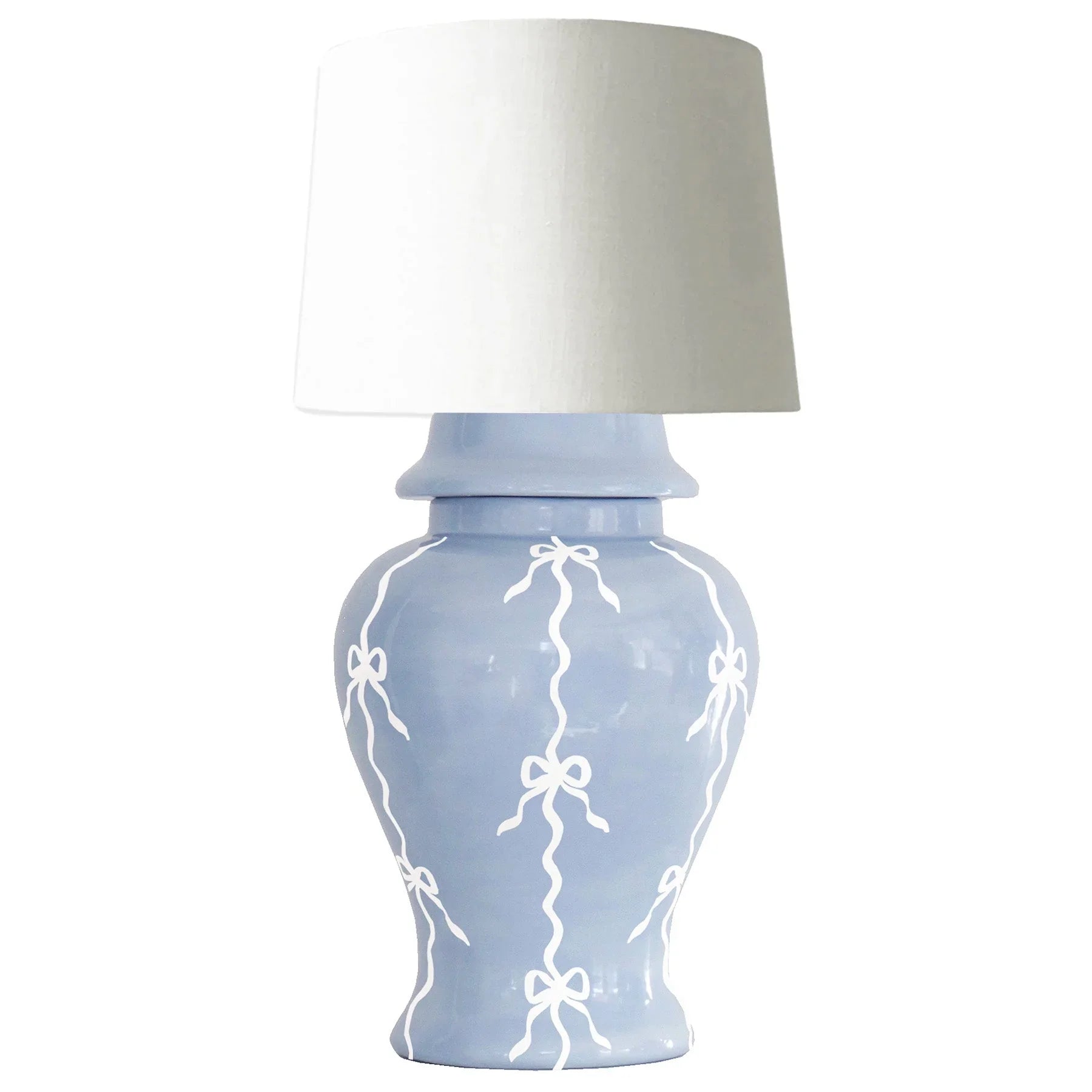 Bow Stripe Ginger Jar Lamp in Serenity Blue - The Mayfair Hall