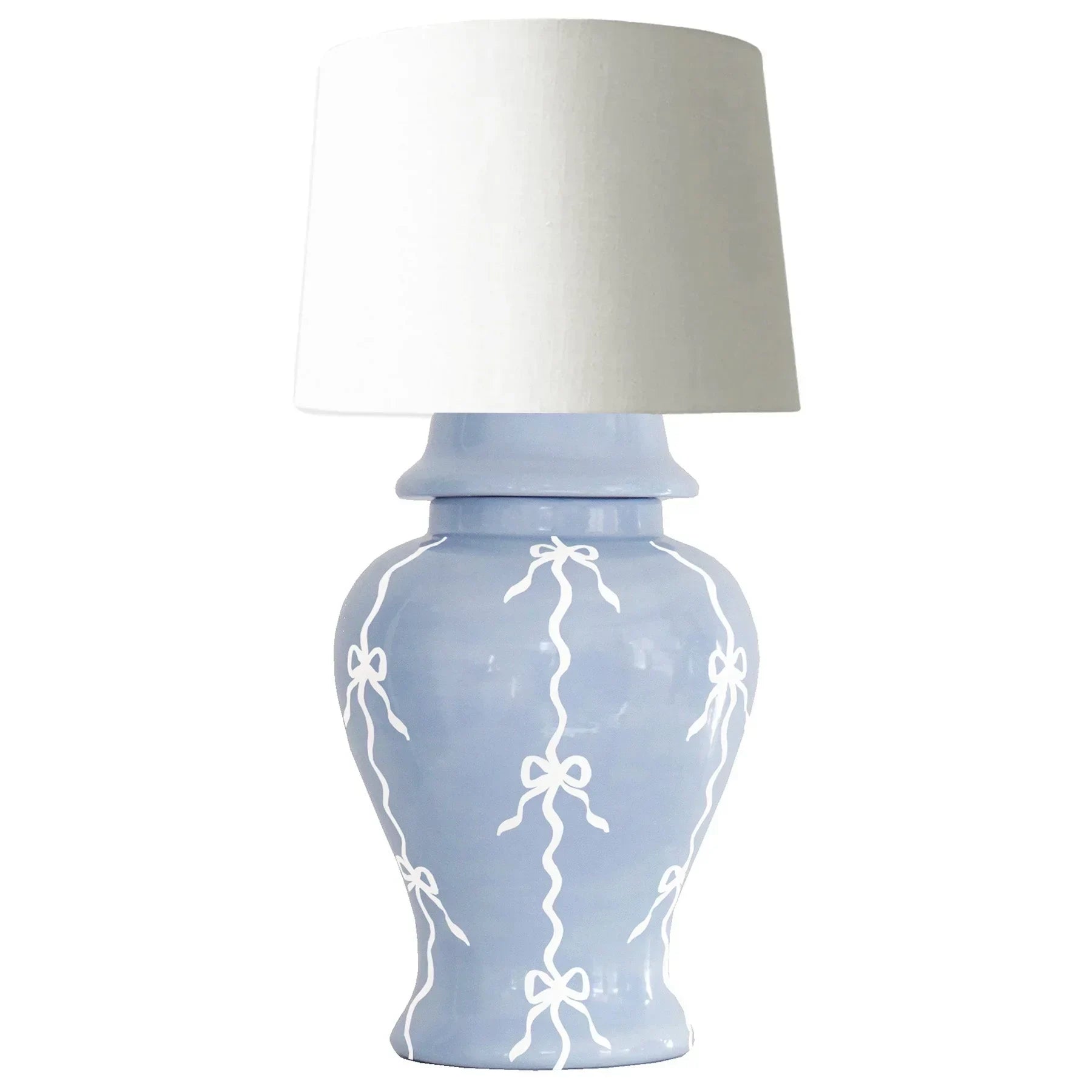 Bow Stripe Ginger Jar Lamp in Serenity Blue - The Mayfair Hall