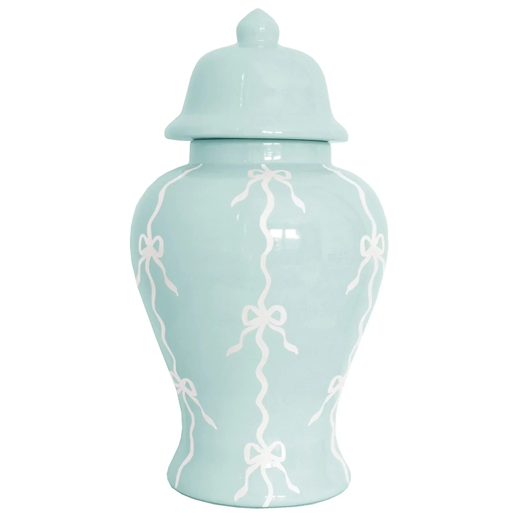 Bow Stripe Ginger Jars in Robin's Egg Blue - The Mayfair Hall