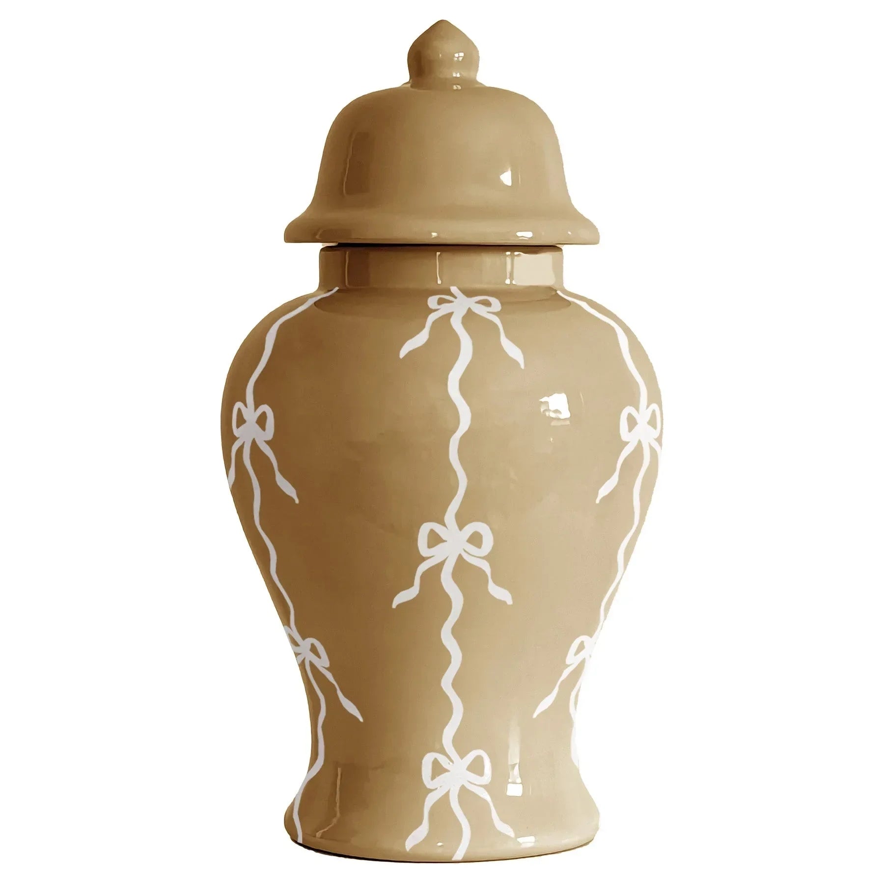 Bow Stripe Ginger Jars in Sand - The Mayfair Hall