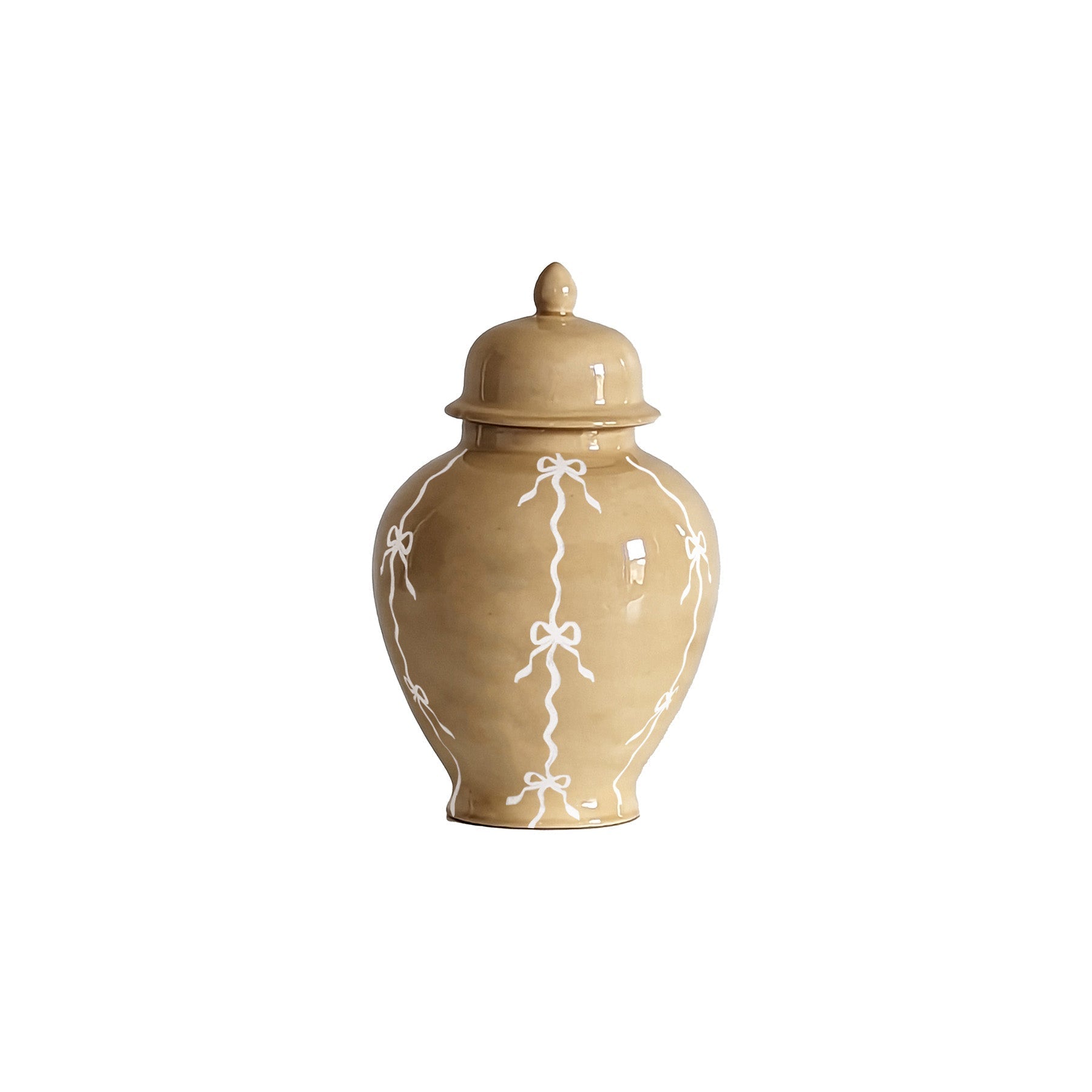 Bow Stripe Ginger Jars in Sand