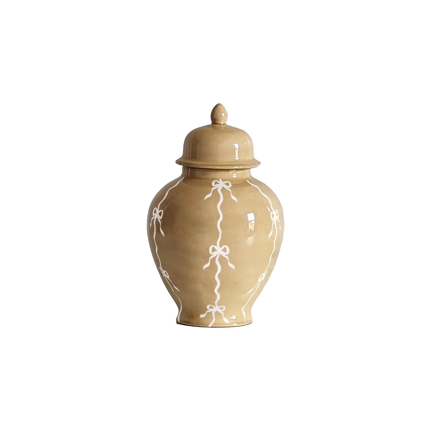 Bow Stripe Ginger Jars in Sand - The Mayfair Hall