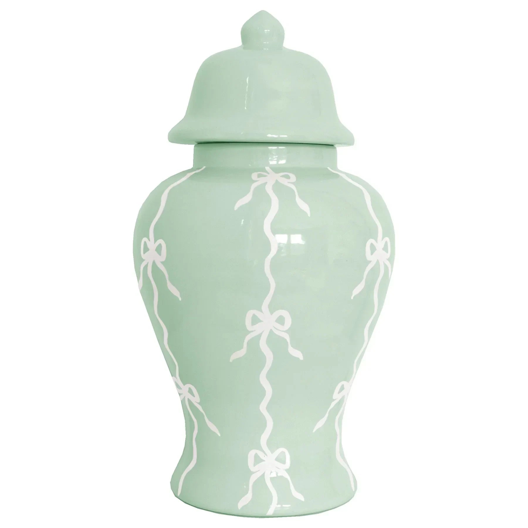Bow Stripe Ginger Jars in Sea Glass - The Mayfair Hall