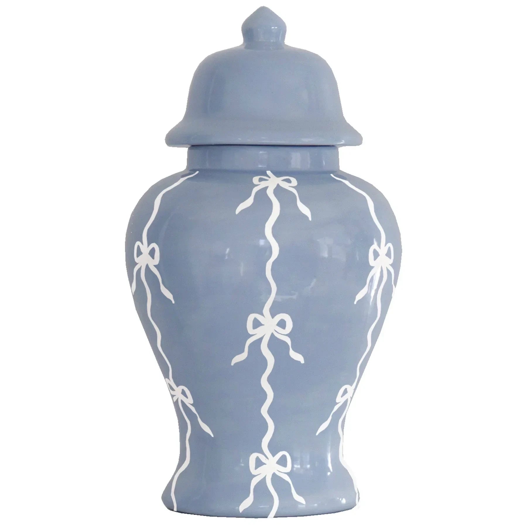 Bow Stripe Ginger Jars in Serenity Blue - The Mayfair Hall