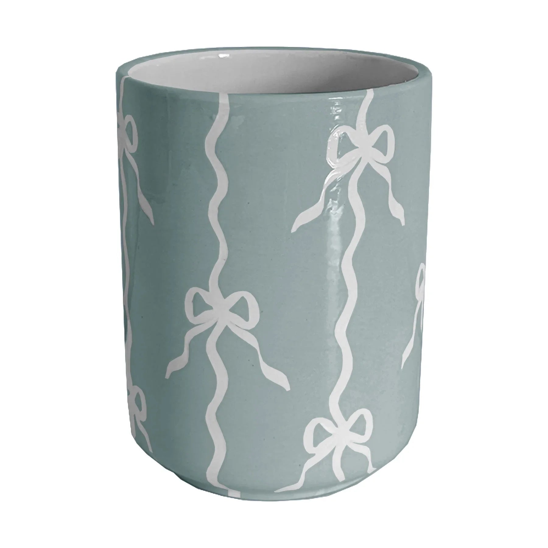 Bow Stripe Large Vase/ Utensil Holder - The Mayfair Hall