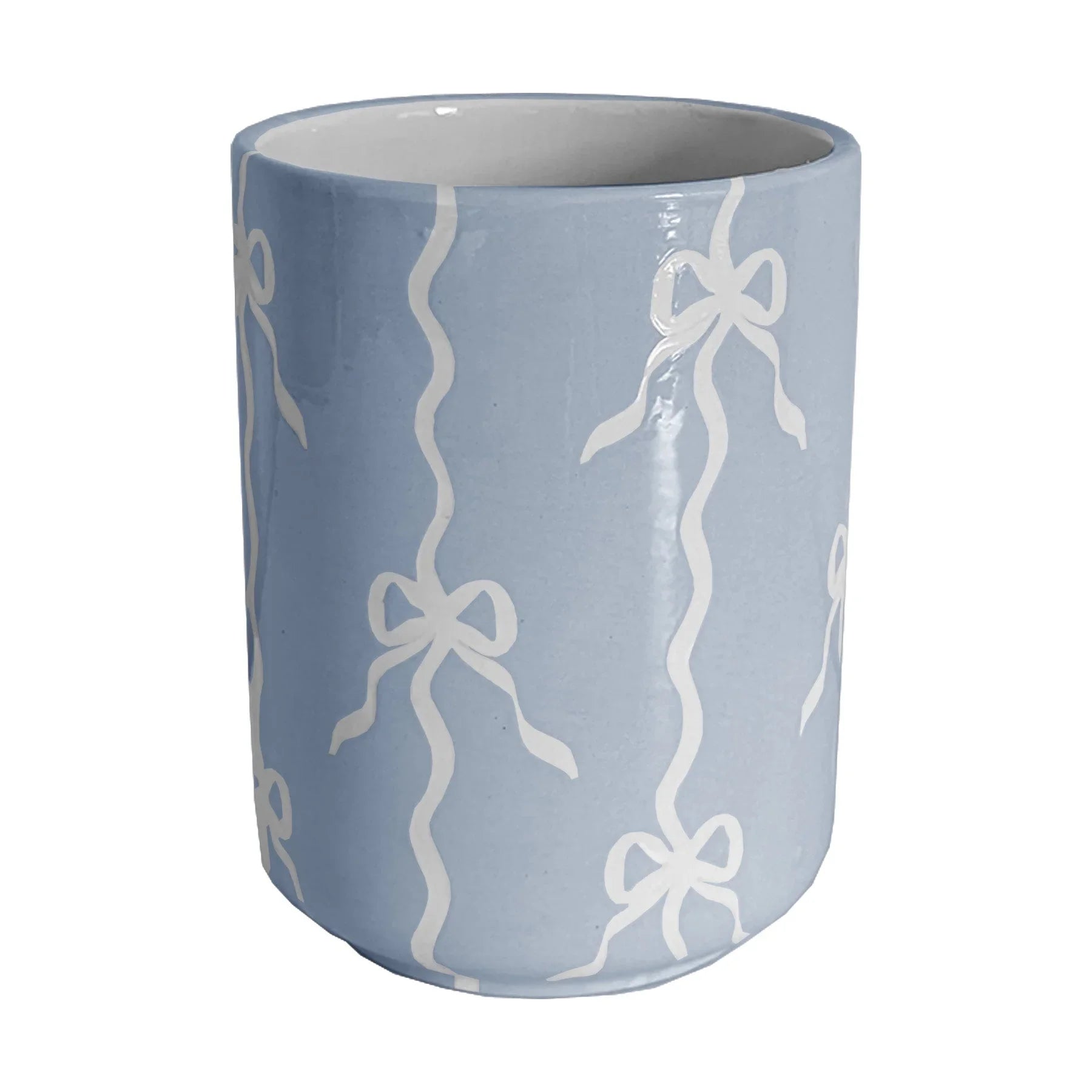 Bow Stripe Large Vase/ Utensil Holder - The Mayfair Hall
