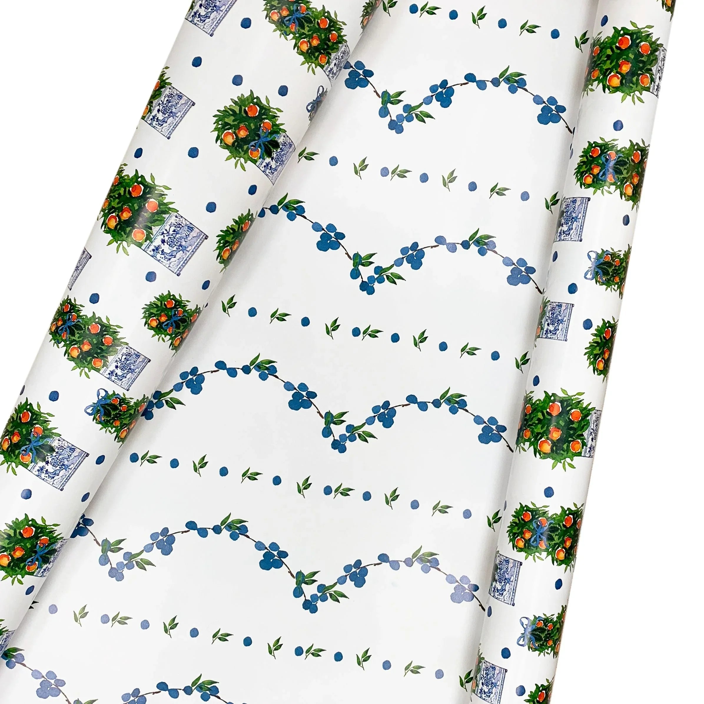 Reversible Citrus Boxwood and Trellis Gift Wrap - The Mayfair Hall