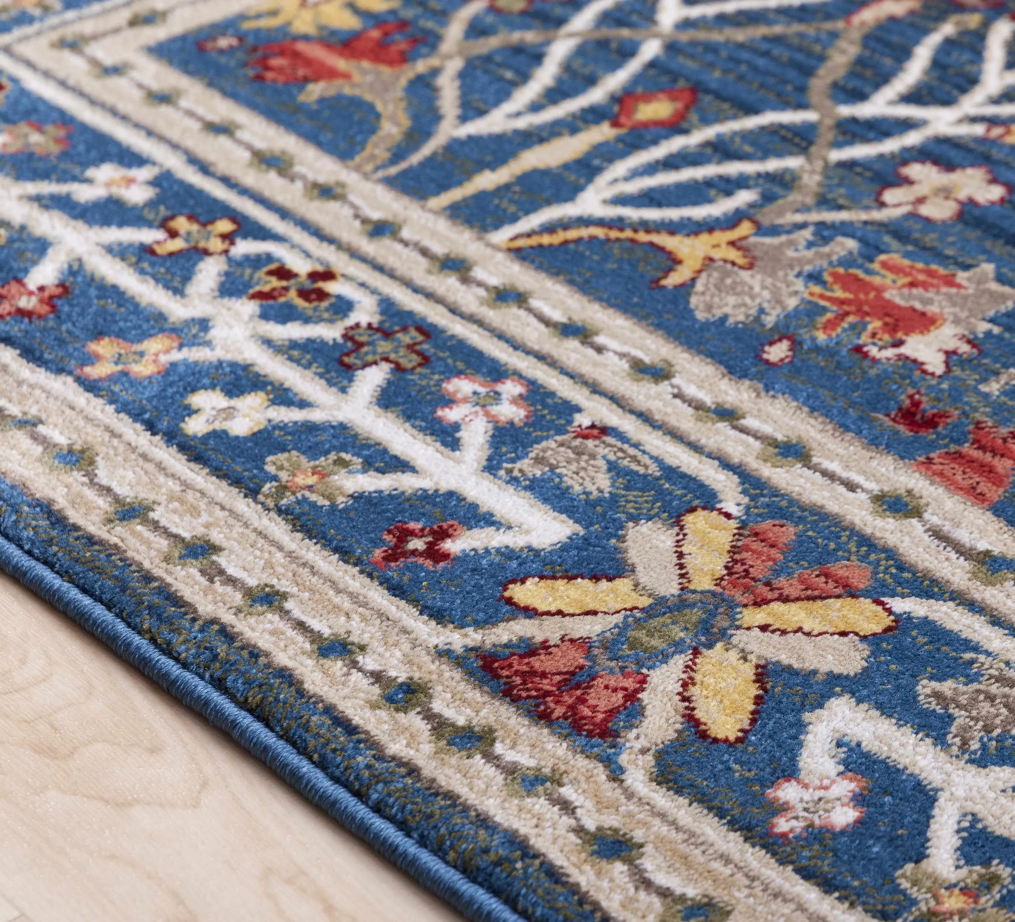 Neola Navy Blue Damask Area Rug - The Mayfair Hall