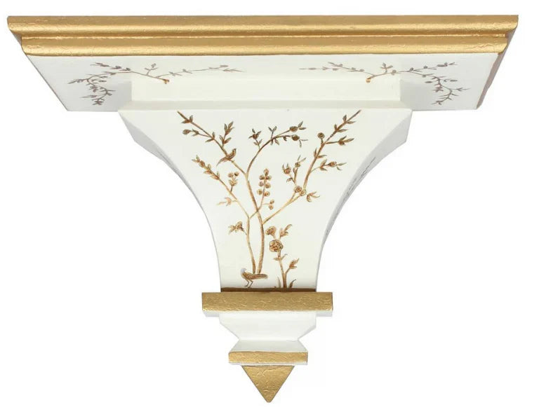 Ivory & Gold Hand Painted Chinoiserie Wood Bracket