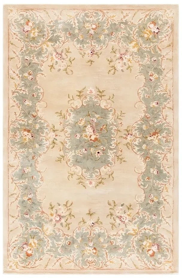 Bergama Wool Rug in Ivory and Light Blue - The Mayfair Hall