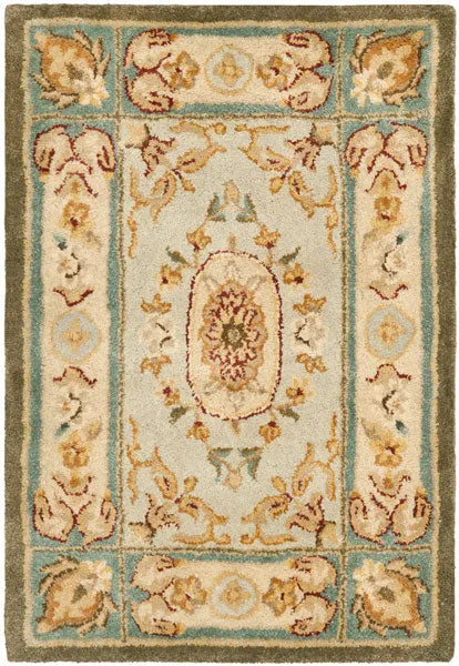 Bergama Wool Rug in Light Blue and Ivory - The Mayfair Hall