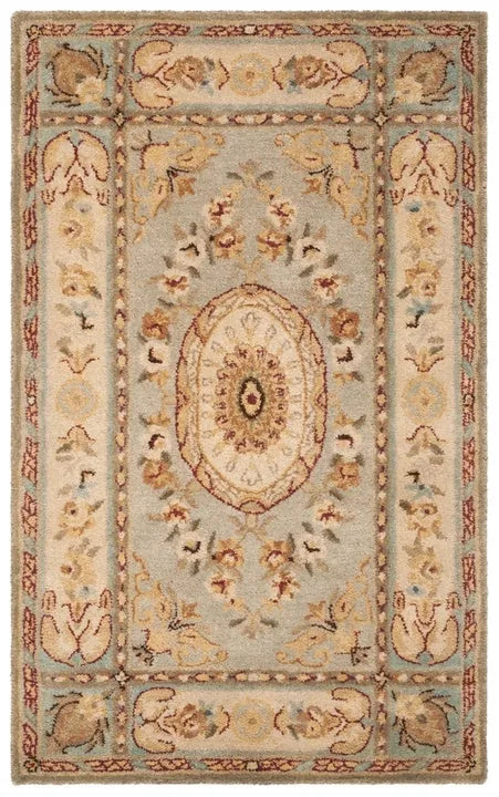 Bergama Wool Rug in Light Blue and Ivory - The Mayfair Hall