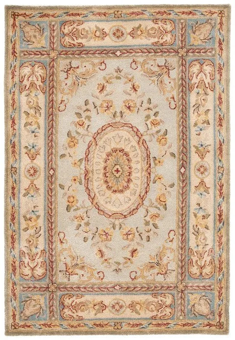 Bergama Wool Rug in Light Blue and Ivory - The Mayfair Hall