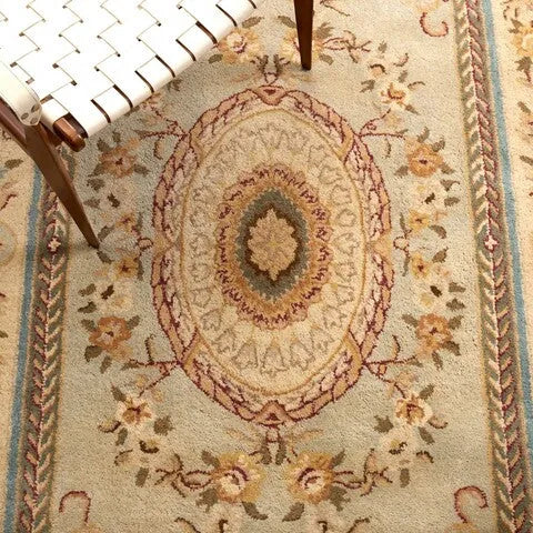 Bergama Wool Rug in Light Blue and Ivory - The Mayfair Hall