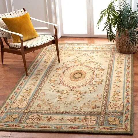 Bergama Wool Rug in Light Blue and Ivory - The Mayfair Hall