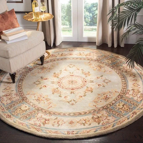 Bergama Wool Rug in Light Blue and Ivory - The Mayfair Hall
