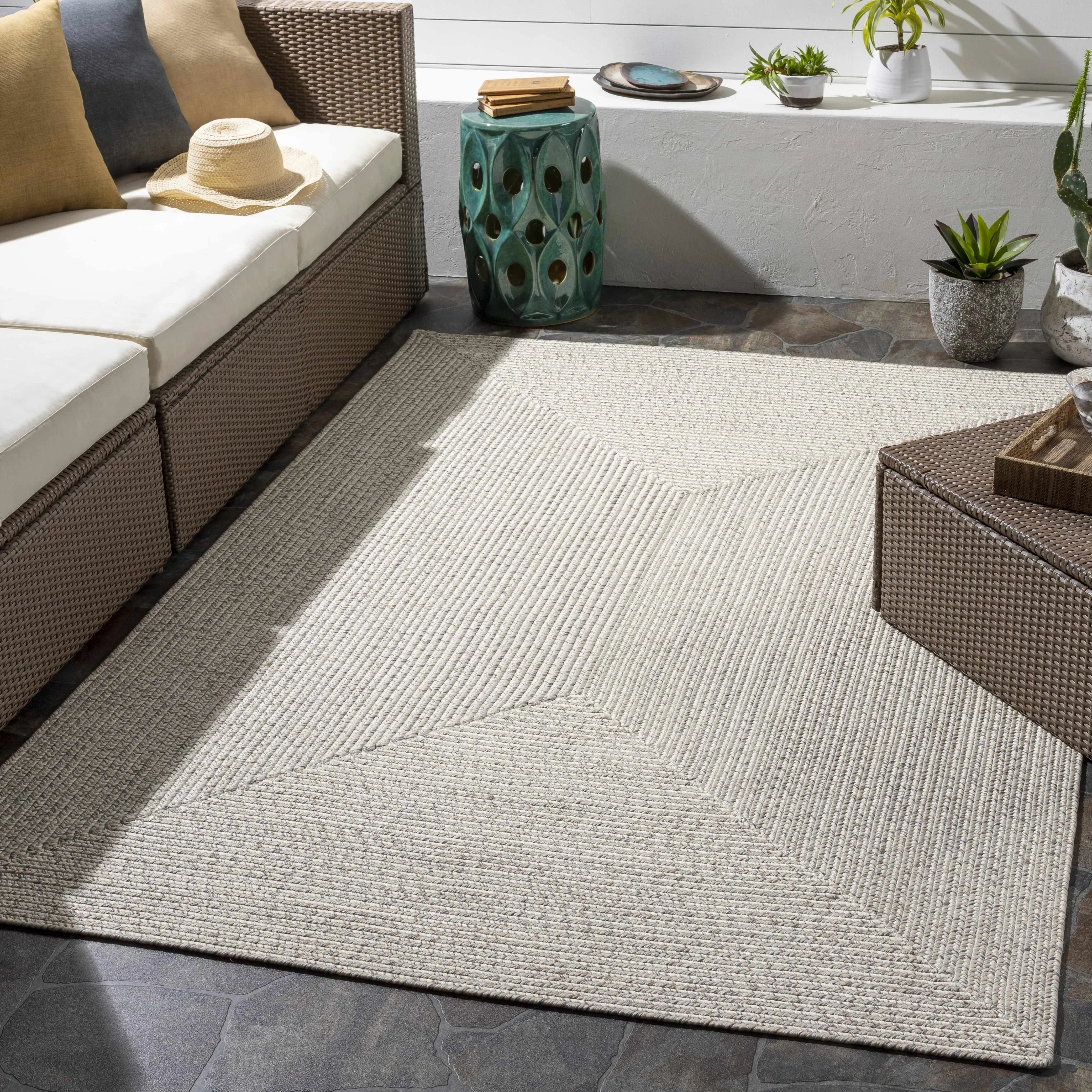 Beige Braided Faux Jute Rug - The Mayfair Hall