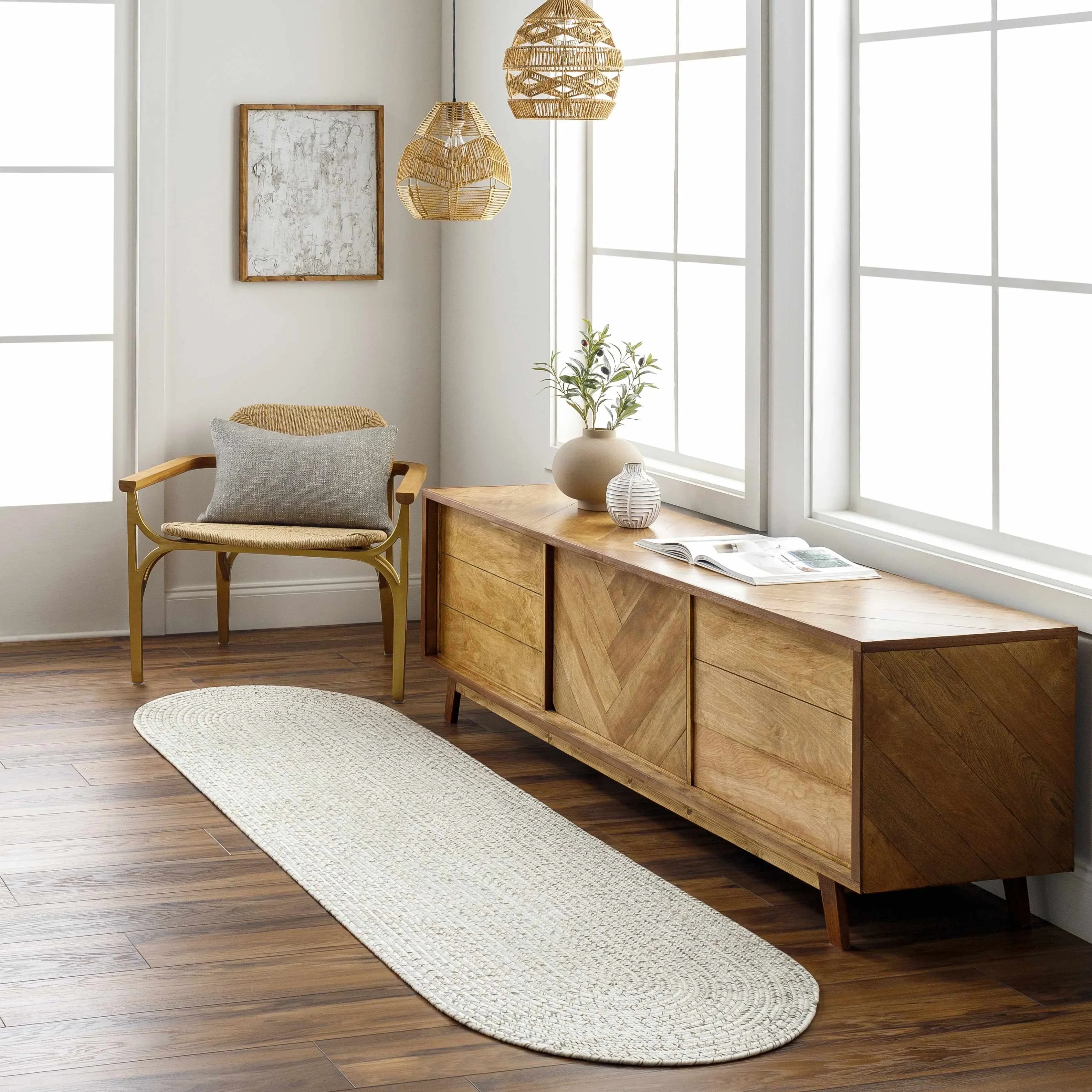 Beige Braided Faux Jute Rug - The Mayfair Hall