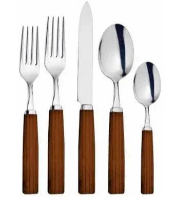Dakar Acacia Silverware with Faux Wood Handles (20 Piece Set) - The Mayfair Hall