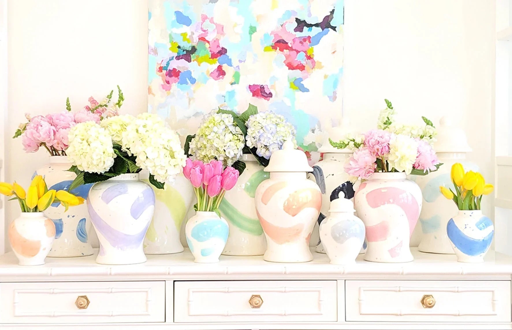 Cherry Blossom Pink Brushstroke Ginger Jar - The Mayfair Hall