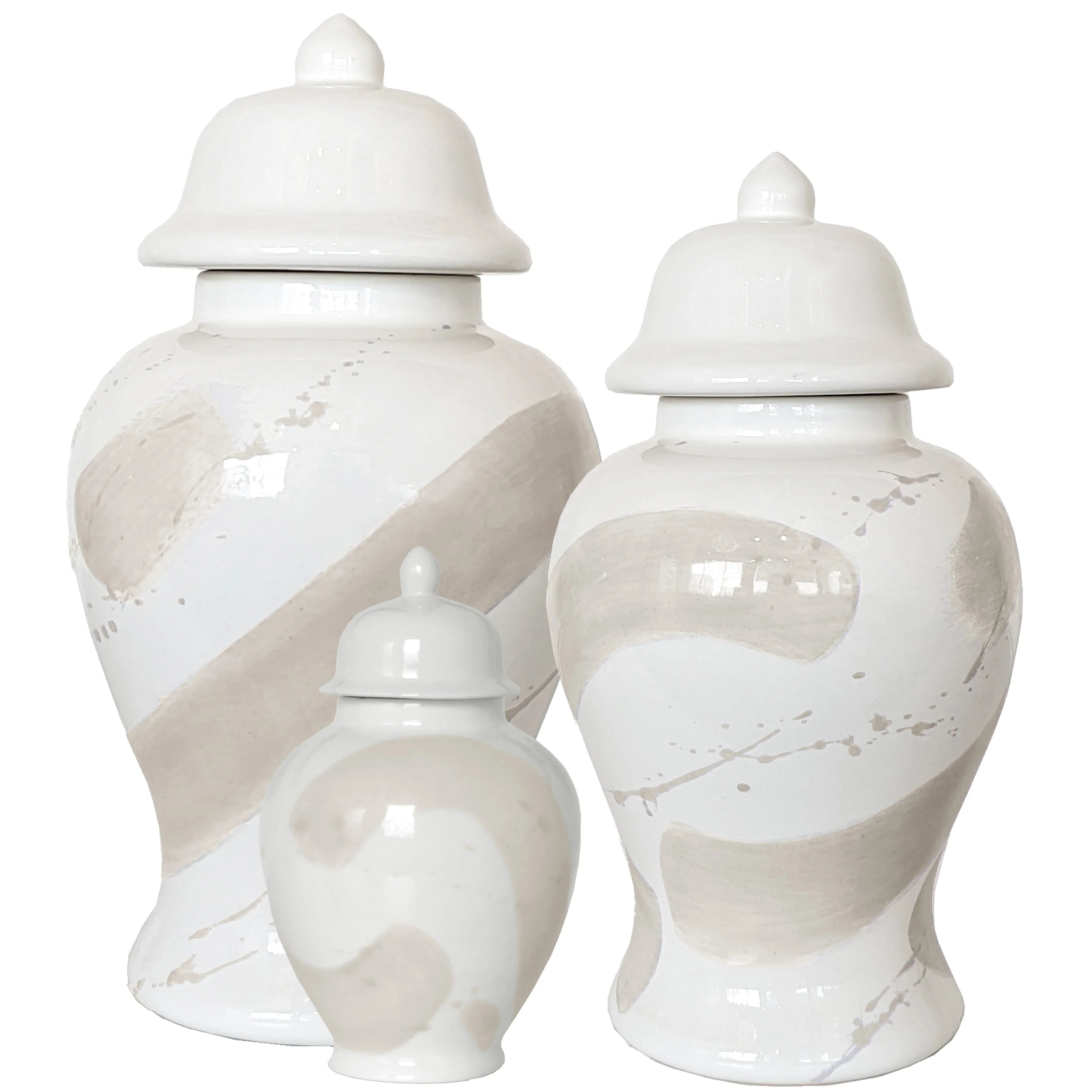 Beige Brushstroke Ginger Jars - The Mayfair Hall