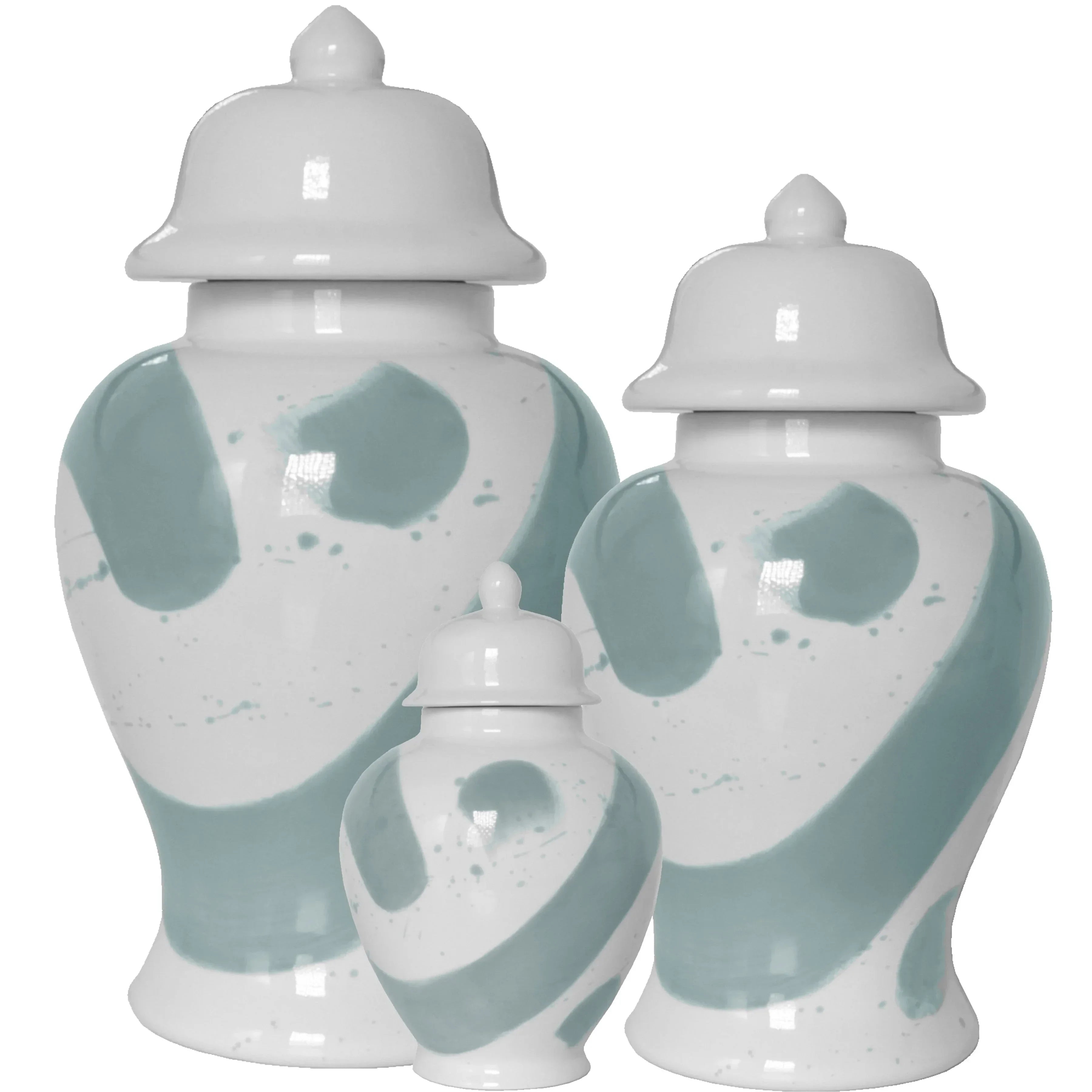 Lamb's Ear Blue Brushstroke Ginger Jars - The Mayfair Hall