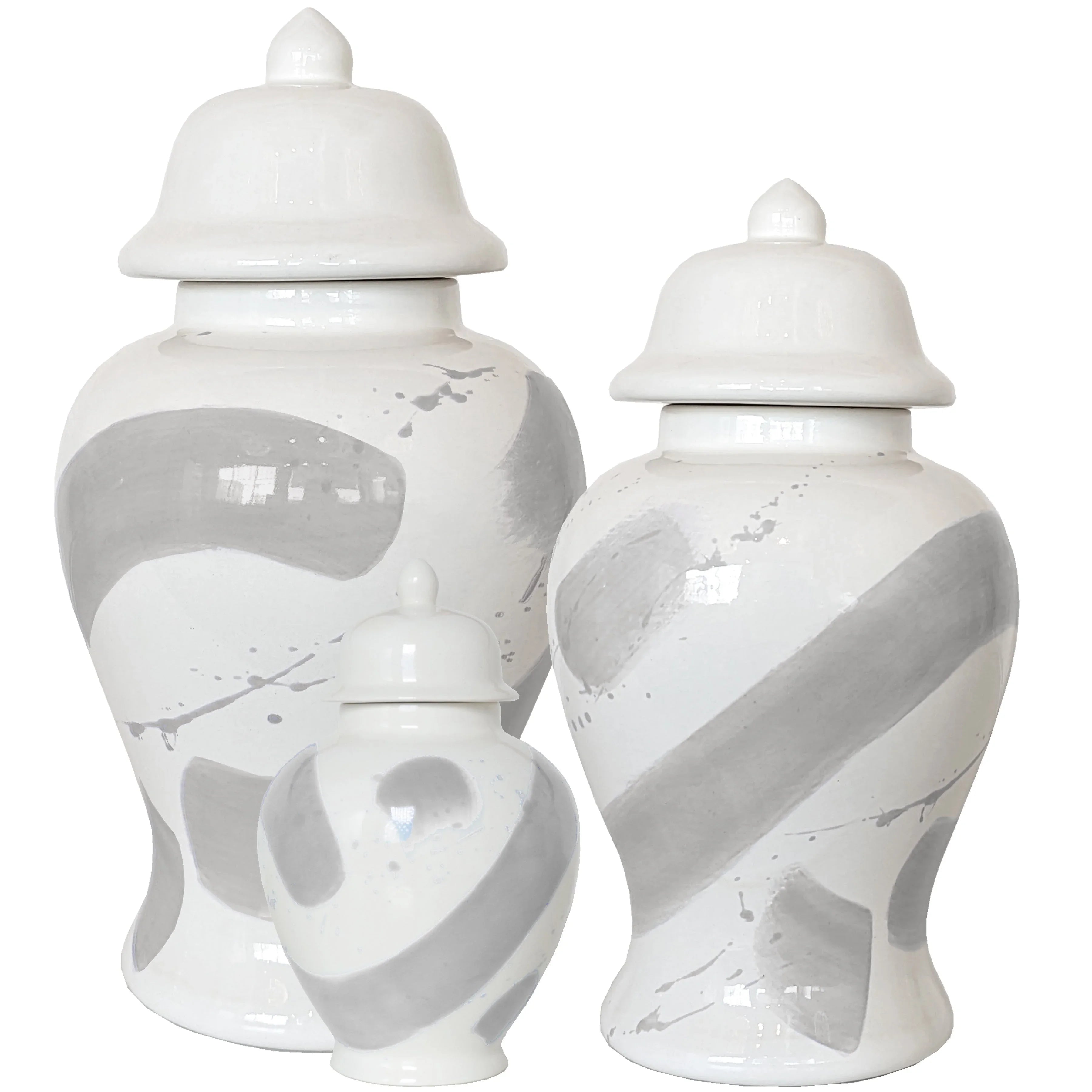 Light Gray Brushstroke Ginger Jars - The Mayfair Hall