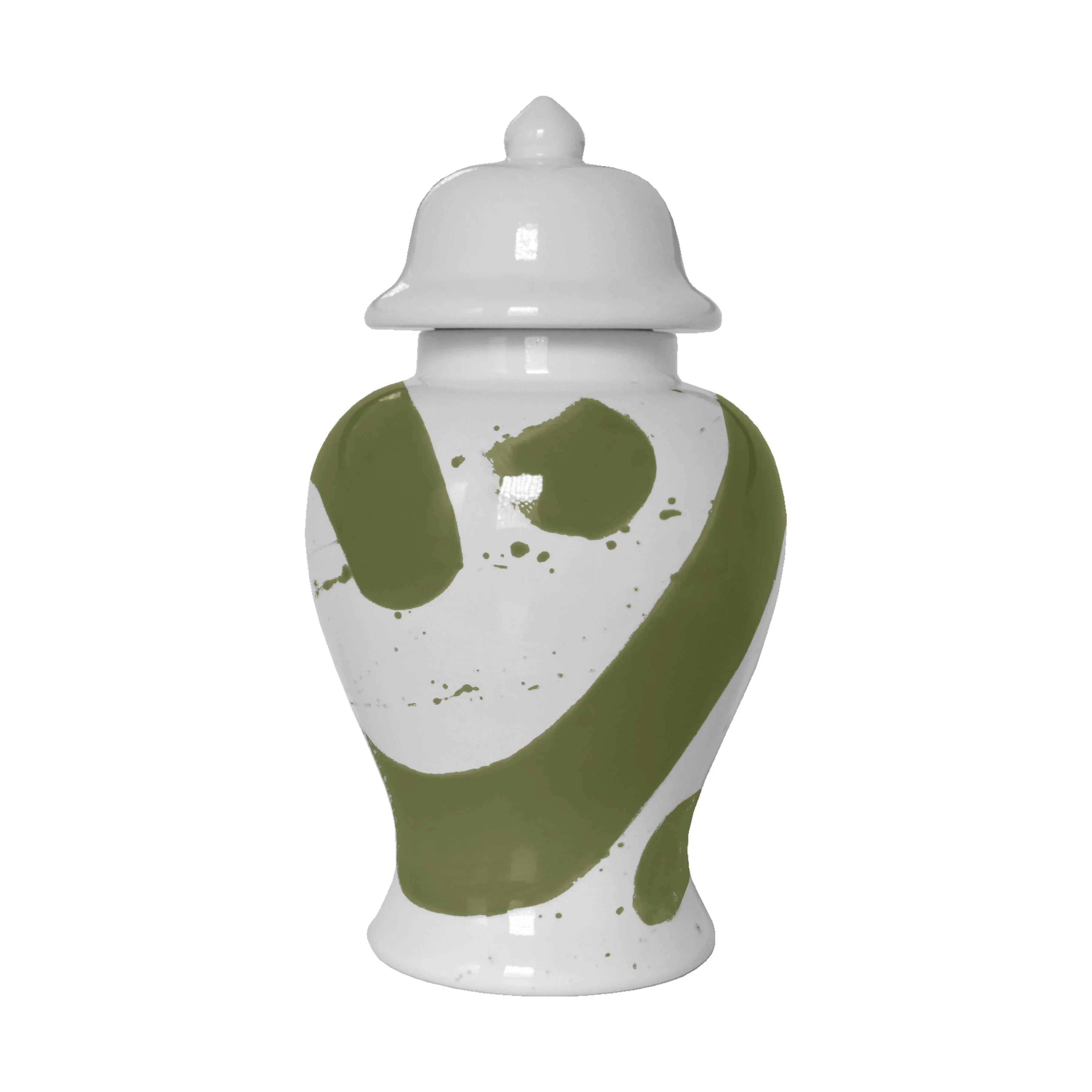 Moss Green Brushstroke Ginger Jars - The Mayfair Hall