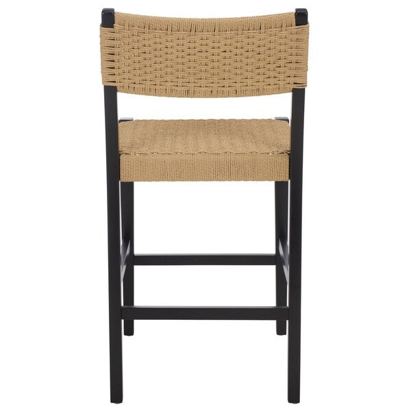 Dutton Counter Stool in Natural and Black with Woven Paper Cord Seat