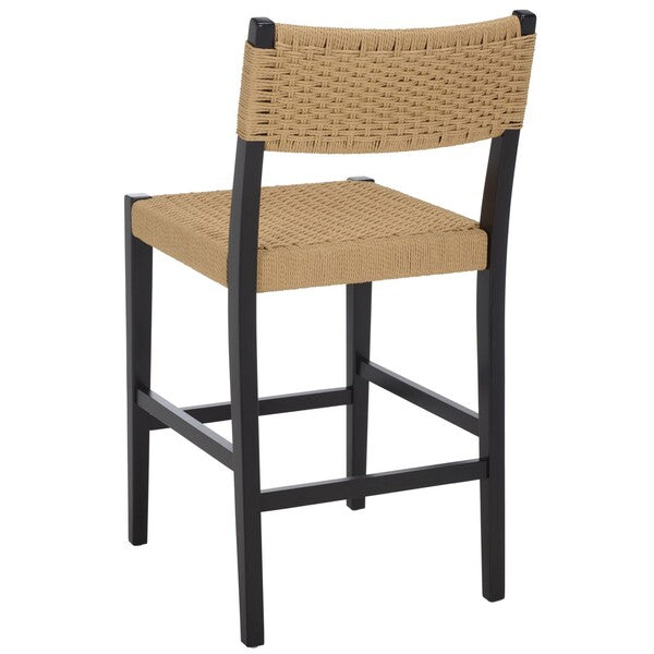 Dutton Counter Stool in Natural and Black with Woven Paper Cord Seat