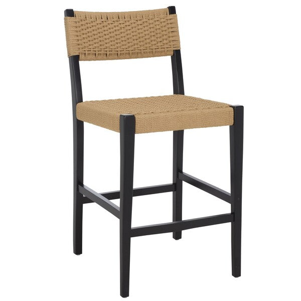 Dutton Counter Stool in Natural and Black with Woven Paper Cord Seat