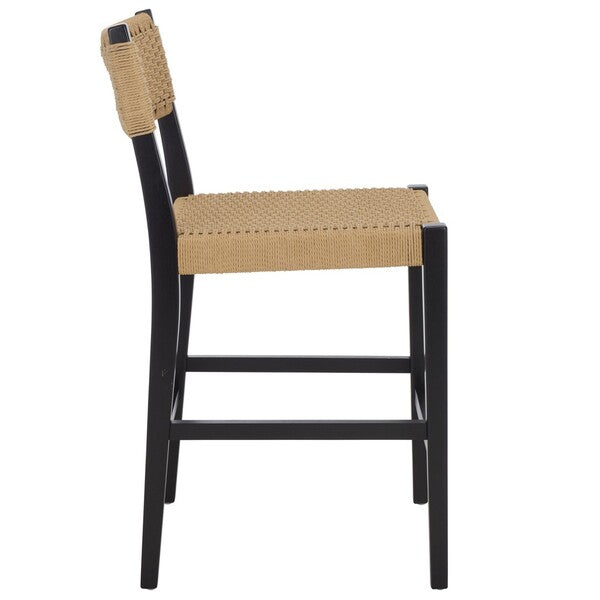 Dutton Counter Stool in Natural and Black with Woven Paper Cord Seat