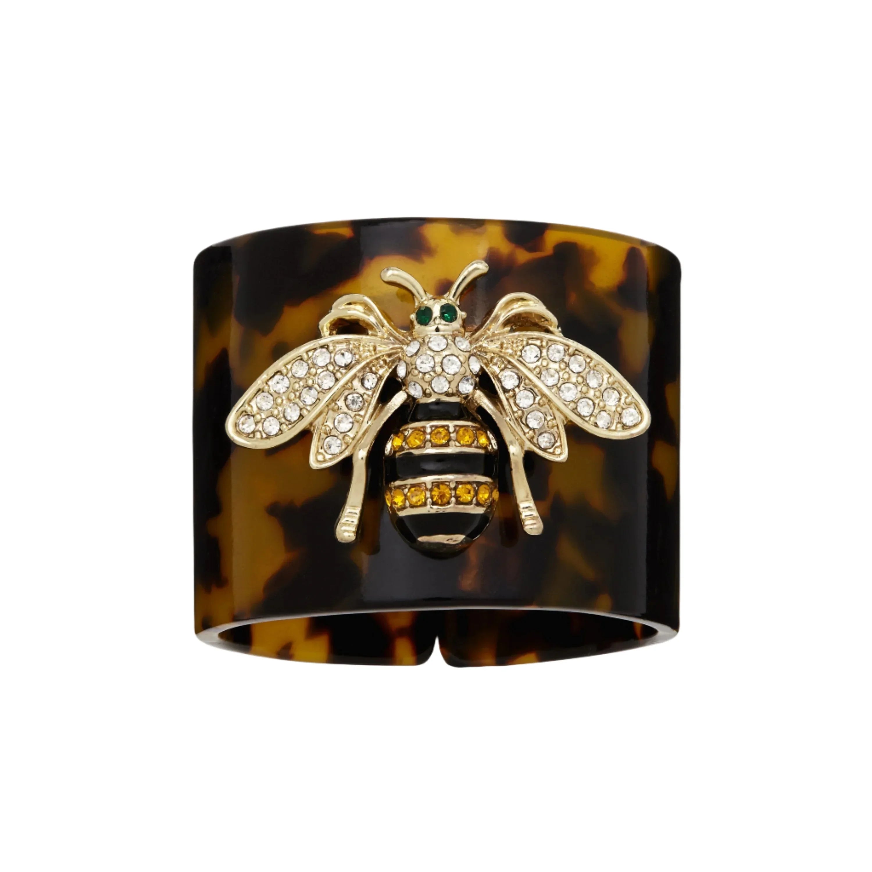 Stripey bee resin napkin rings, tortoiseshell, set of four - The Mayfair Hall