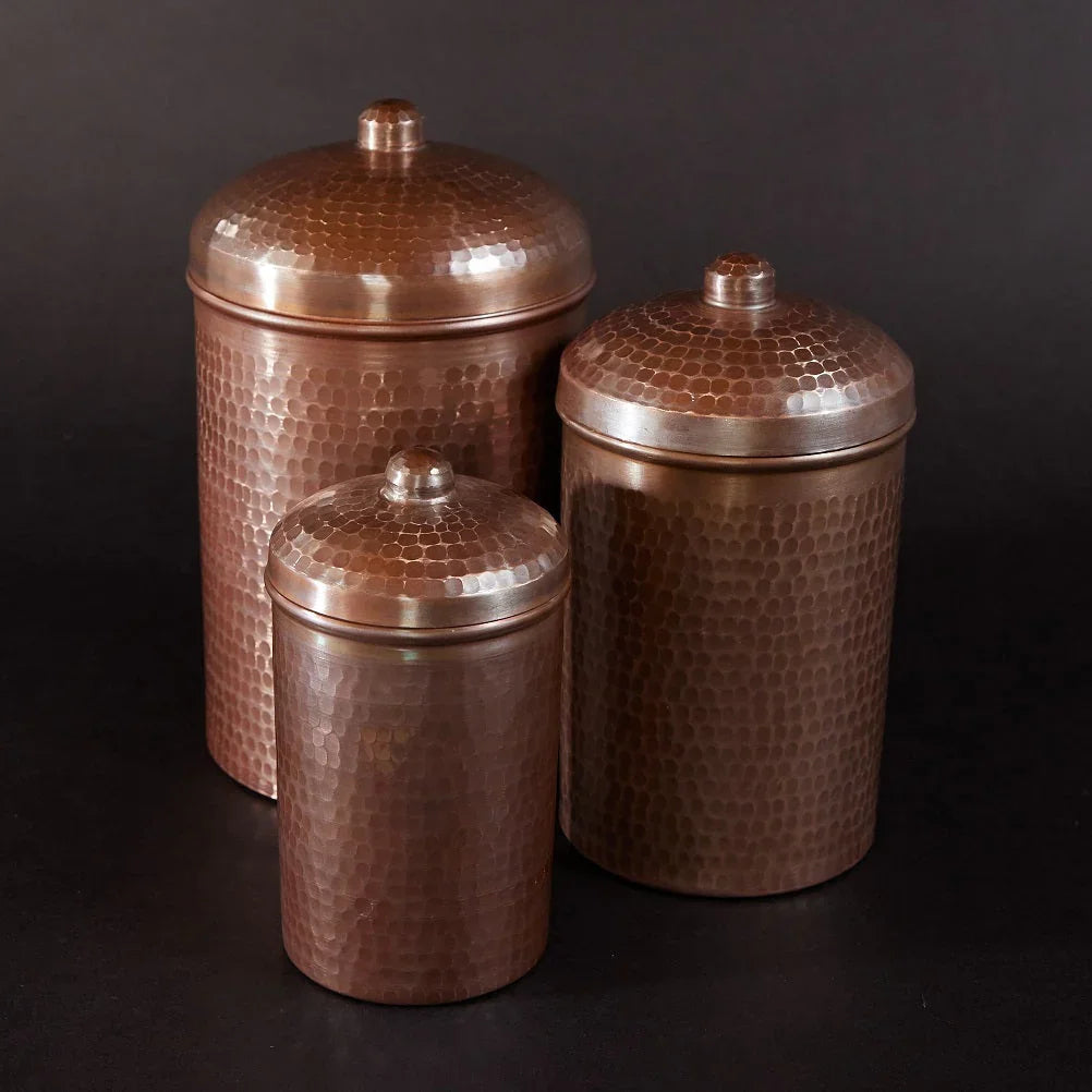 Copper Kitchen Canisters - Small Set, 3 Pieces - The Mayfair Hall