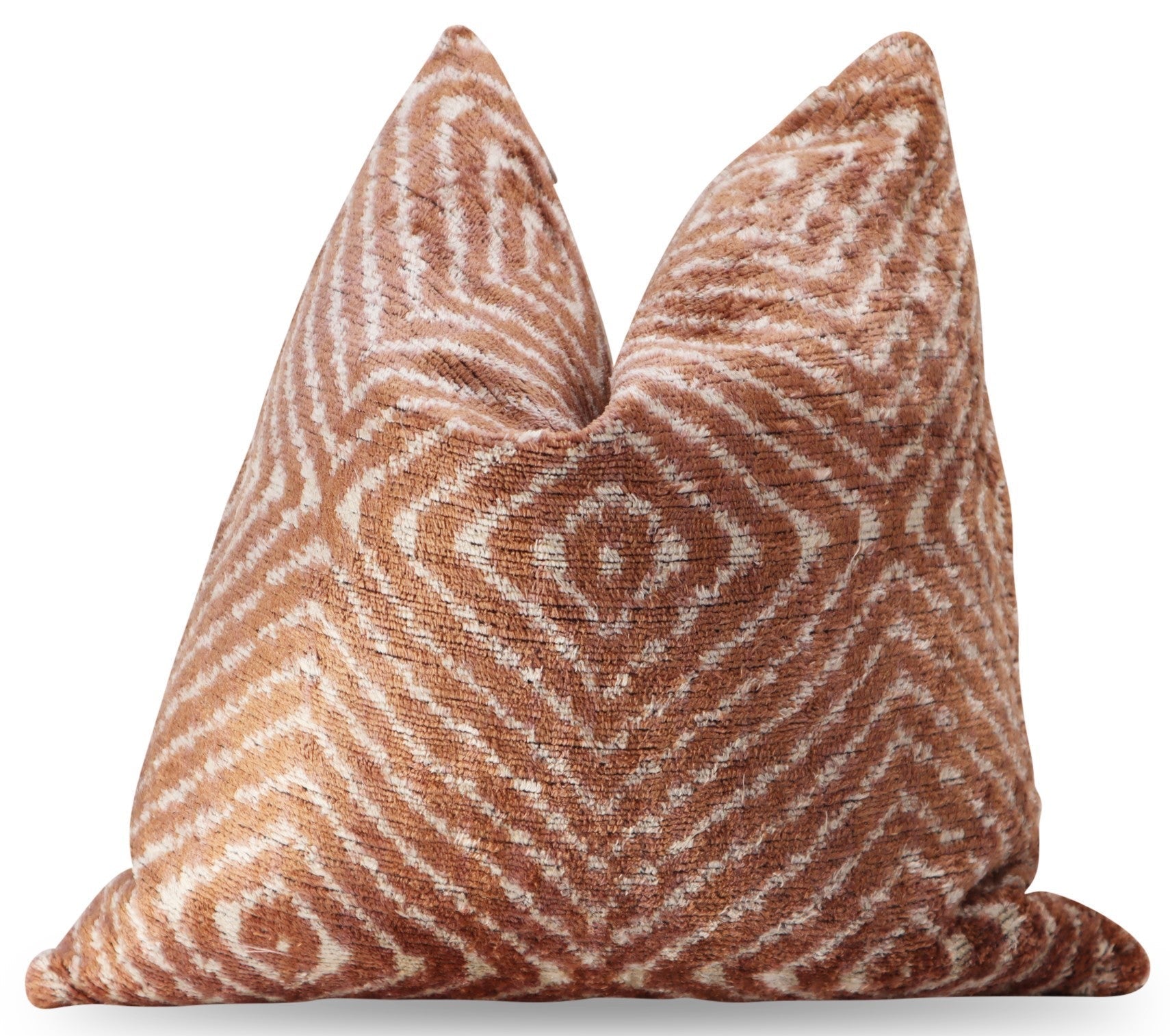 Silk Velvet Throw Pillow in Brown with Down Insert (16 x 16)