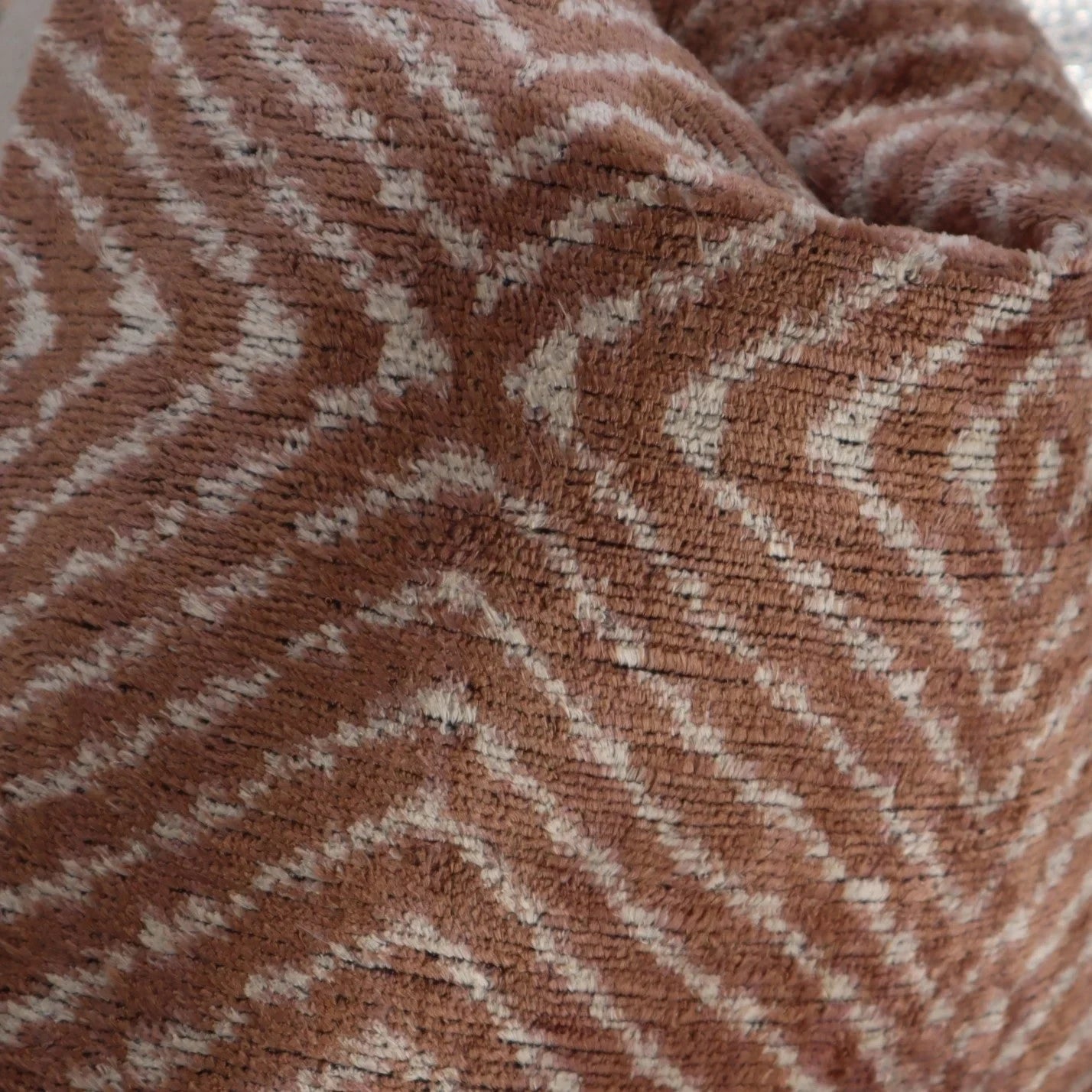 Silk Velvet Throw Pillow in Brown with Down Insert (16 x 16)