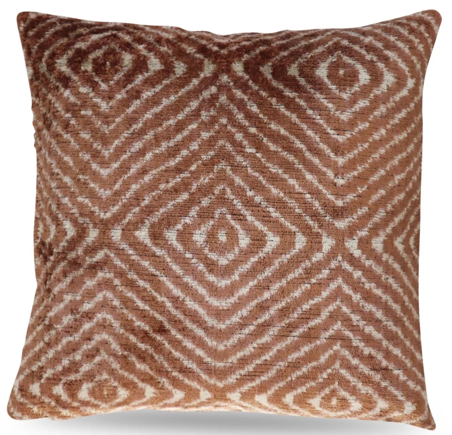 Silk Velvet Throw Pillow in Brown with Down Insert (16 x 16)