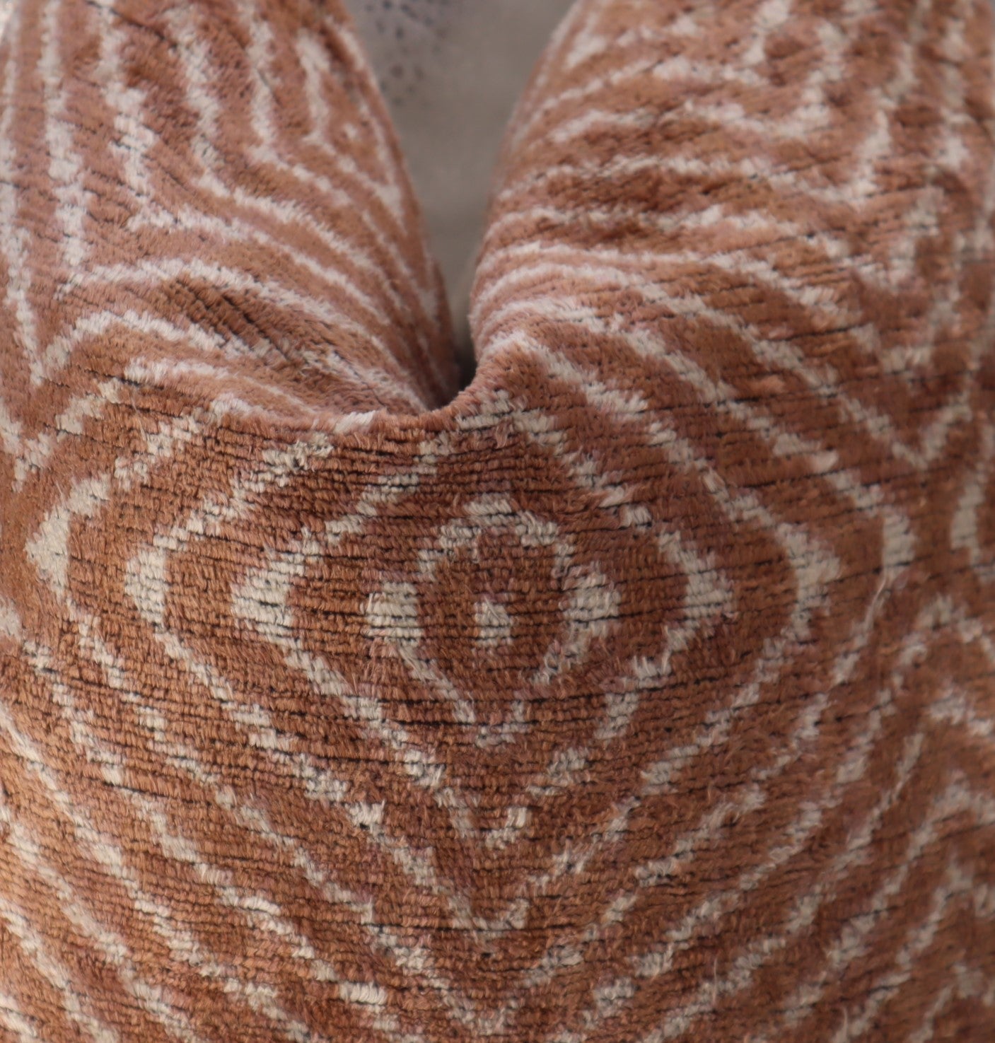 Silk Velvet Throw Pillow in Brown with Down Insert (16 x 16)