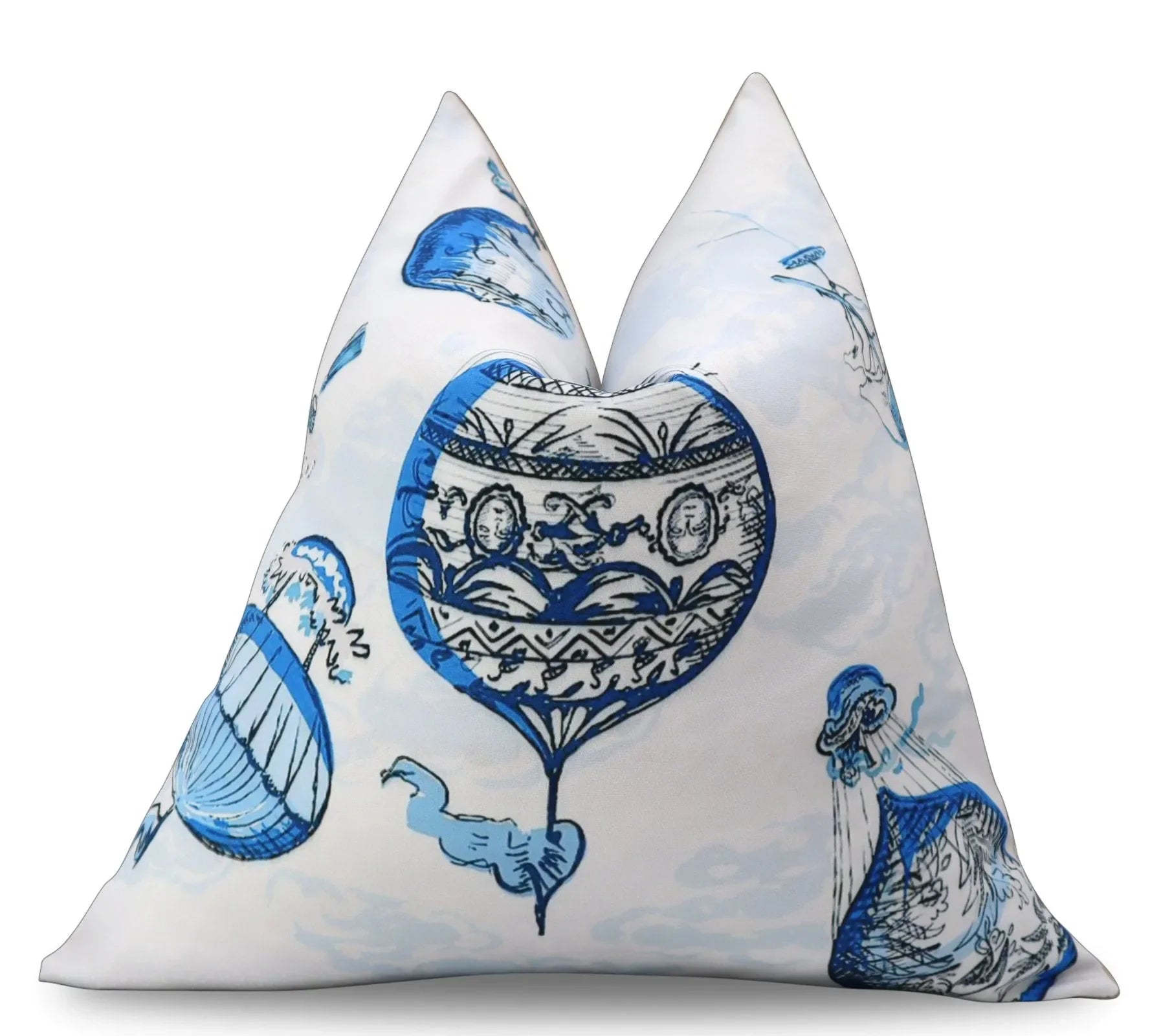 Canvello Elegance in Bloom Blue Print Silk Throw Pillow - The Mayfair Hall