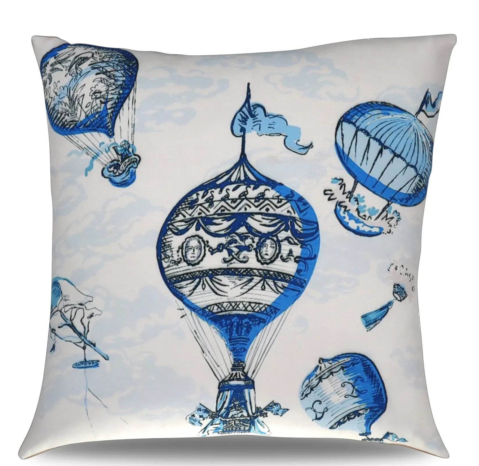 Canvello Elegance in Bloom Blue Print Silk Throw Pillow - The Mayfair Hall
