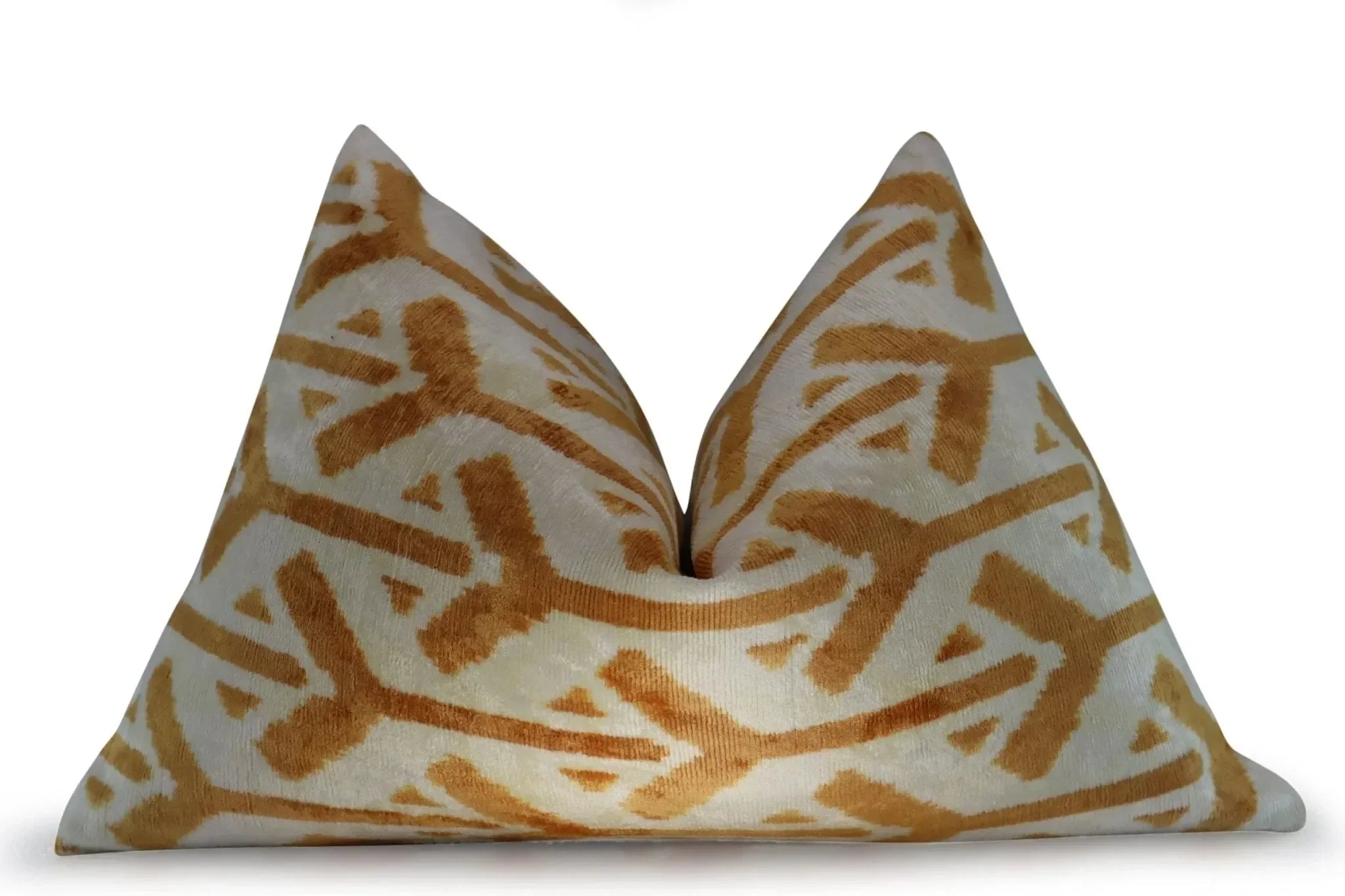 Canvello Gold Ivory Handmade 16x24 Silk Velvet Pillow, Organic Veg Dyed, Down/Feather Filled - The Mayfair Hall