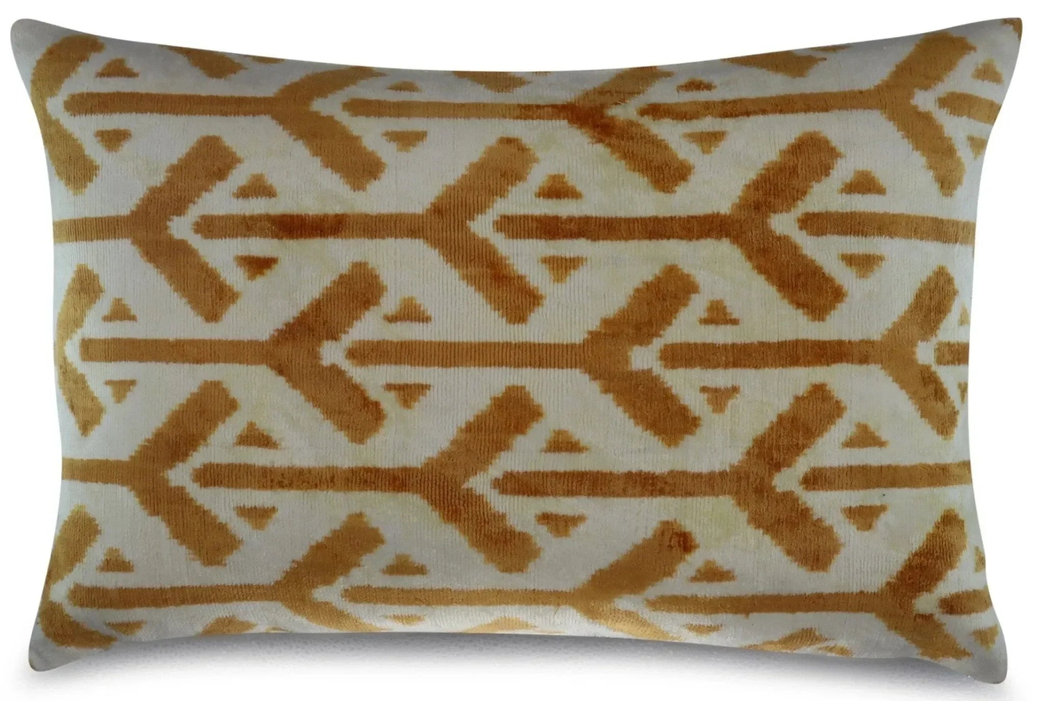 Canvello Gold Ivory Handmade 16x24 Silk Velvet Pillow, Organic Veg Dyed, Down/Feather Filled - The Mayfair Hall