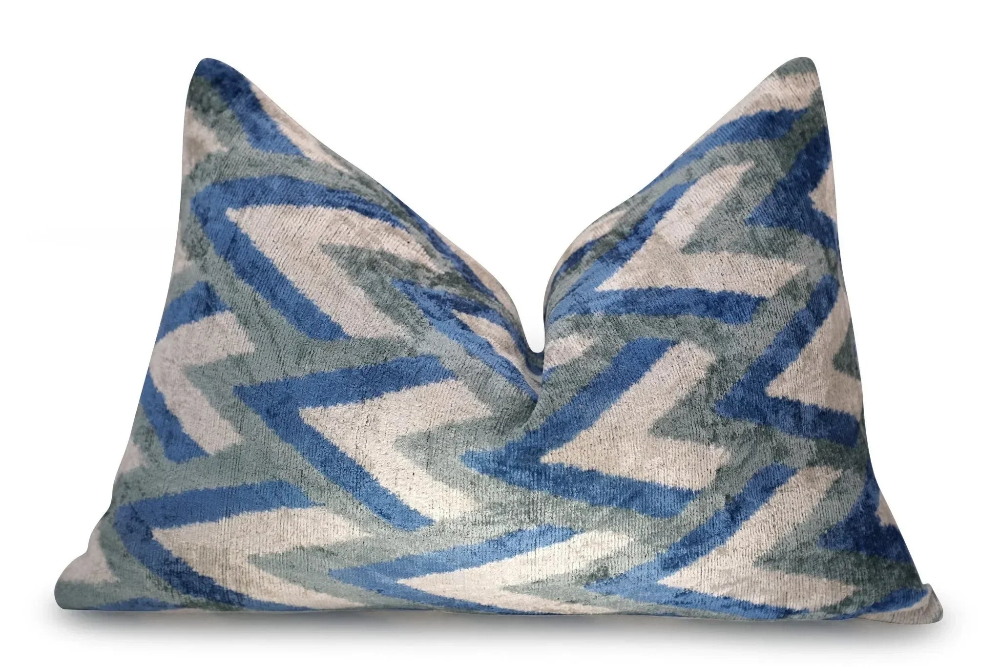 Canvello Handmade Blue Gray Silver Chevron Throw Pillows - 24x16 - The Mayfair Hall
