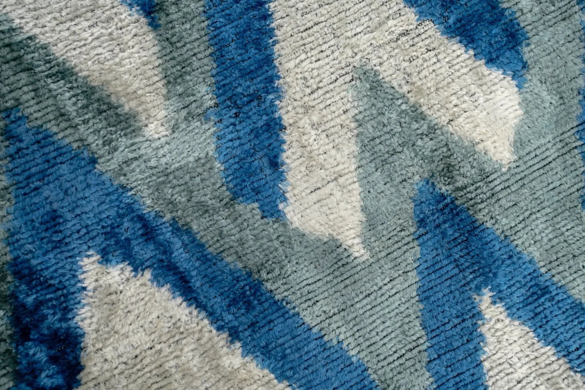 Canvello Handmade Chevron Velvet Throw Pillow in Blue and Grey - Ideal for Modern and Coastal Decor - 24x16 in - The Mayfair Hall