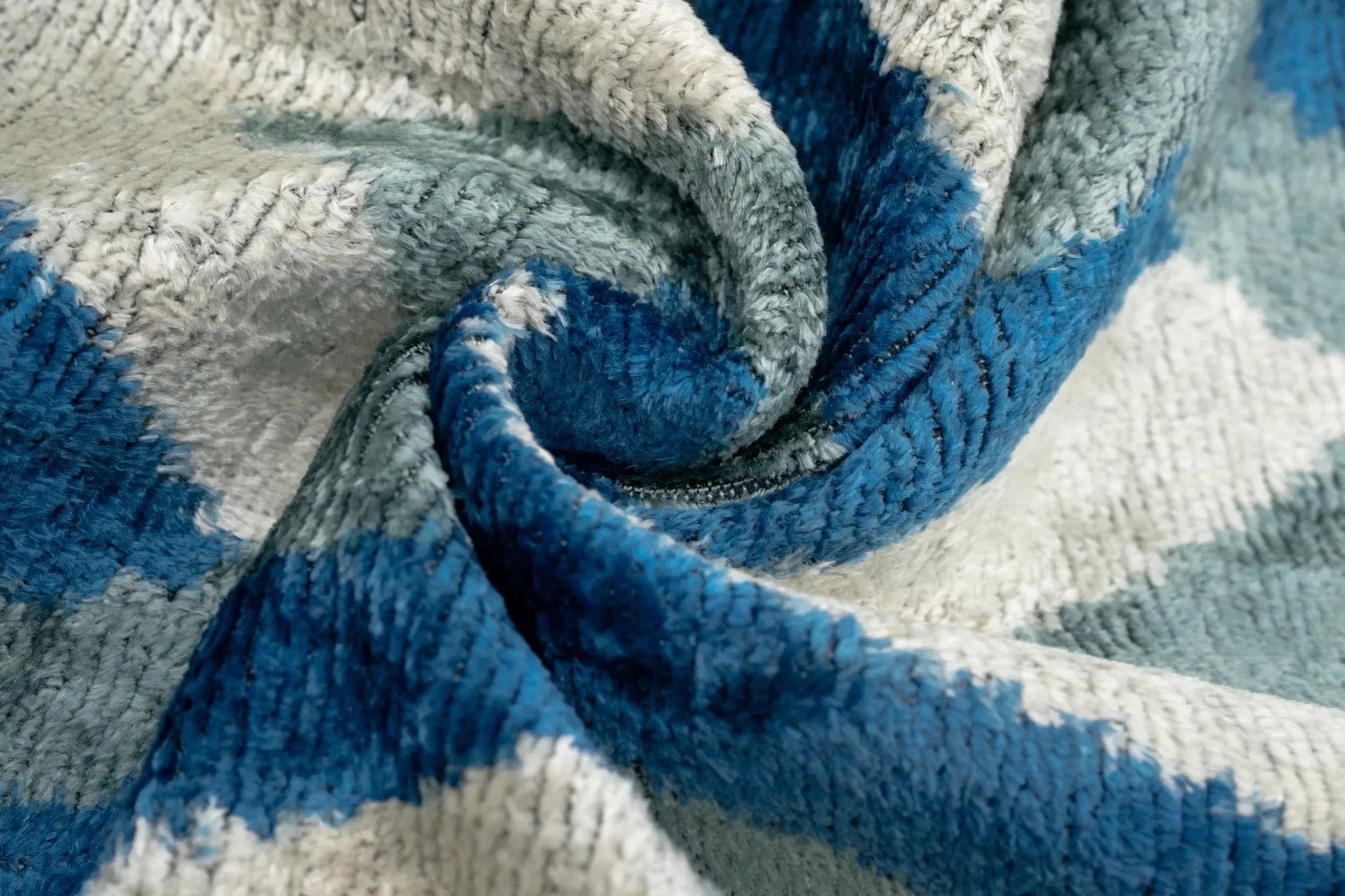 Canvello Handmade Chevron Velvet Throw Pillow in Blue and Grey - Ideal for Modern and Coastal Decor - 24x16 in - The Mayfair Hall