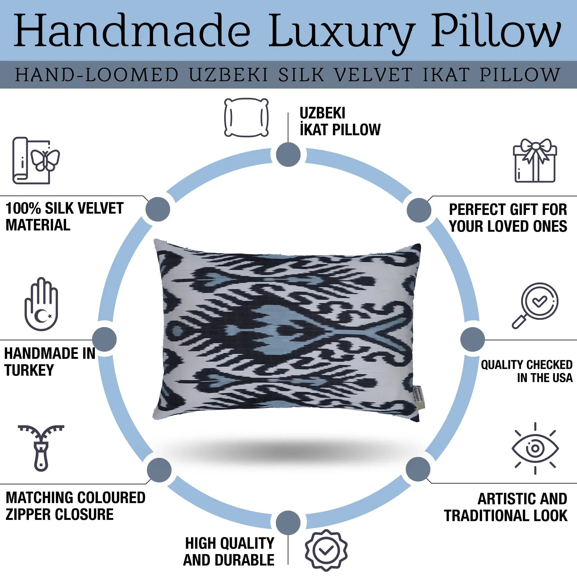 Canvello Handmade Silk Decorative Throw Pillow with Down Filled Insert - The Mayfair Hall