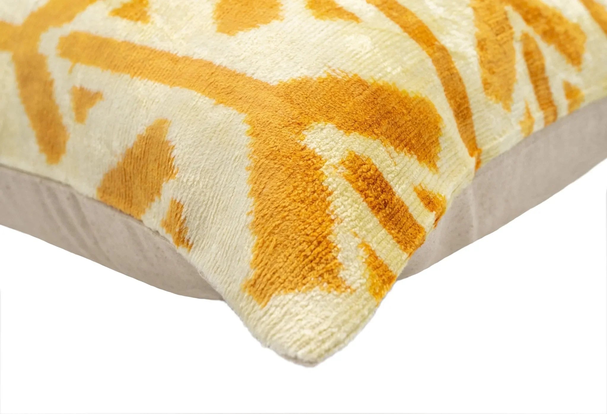 Canvello Handmade Tribal Arrow Velvet Throw Pillow in Yellow and Cream - Perfect for Bohemian and Rustic Decor - 16x24 in - The Mayfair Hall